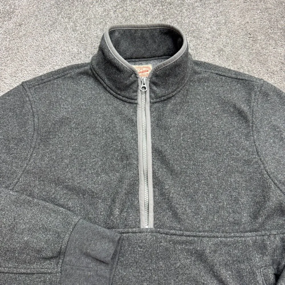 J.Crew Fleece 1/4 Zip Pullover Sweatshirt Mens Medium Gray Pocket Outdoor Casual